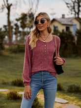 Load image into Gallery viewer, Round Neck Button-Down Long Sleeve Tee