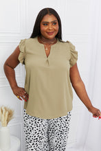 Load image into Gallery viewer, Zenana Full Size Flutter Sleeve Notched Neck Blouse