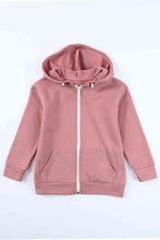 Load image into Gallery viewer, Girls Zip-Up Drawstring Hooded Jacket with Pockets