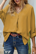Load image into Gallery viewer, V Neck 3/4 Sleeve High Low Hem Shirt