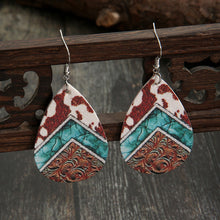 Load image into Gallery viewer, Retro Teardrop Cow/Leopard Pattern Drop Earrings