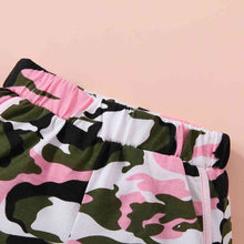 Load image into Gallery viewer, HELLO GIRL Graphic Tee and Camouflage Shorts Set