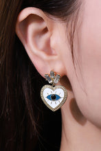 Load image into Gallery viewer, Evil Eye Heart-Shaped Drop Earrings