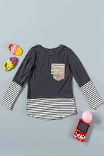 Load image into Gallery viewer, Girls Striped Color Block Sequin Pocket Top