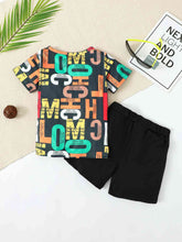 Load image into Gallery viewer, Slogan Print Round Neck Top and Shorts Set