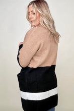 Load image into Gallery viewer, Latte Colorblock Cardigan With Patch Pockets