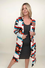 Load image into Gallery viewer, Multicolor Geometric Color Block Long Cardigan