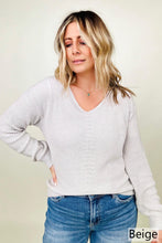 Load image into Gallery viewer, Ribbed Knit V Neck Long Sleeve Sweater