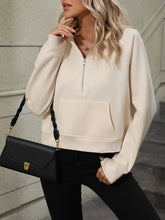 Load image into Gallery viewer, Raglan Sleeve Zip-Up Hoodie with Pocket
