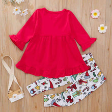 Load image into Gallery viewer, Kids Girl Graphic Dress and Printed Pants Set