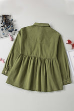 Load image into Gallery viewer, Green Snap Up Babydoll Shirt
