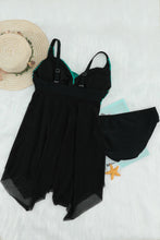 Load image into Gallery viewer, Green Retro Polka Dot Print Handkerchief Hem Tankini Set