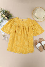 Load image into Gallery viewer, Floral Textured Ruffled Half Sleeve Babydoll Top