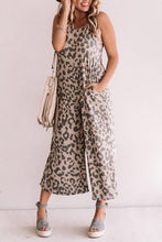 Load image into Gallery viewer, Leopard Print Pockets Wide Leg Sleeveless Jumpsuit