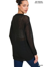 Load image into Gallery viewer, Zenana Solid Long Sleeve See-Through Wool Sweater