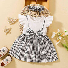 Load image into Gallery viewer, Plaid Bow Detail Round Neck Dress