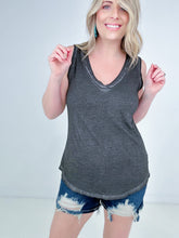 Load image into Gallery viewer, Zenana Washed Raw Edge V-Neck Tank Top