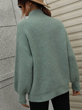 Load image into Gallery viewer, Woven Right High Neck Balloon Sleeve Rib-Knit Pullover Sweater
