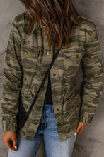 Load image into Gallery viewer, Green Camo Print Multi Pockets Button-Up Jacket