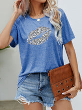 Load image into Gallery viewer, Leopard Lip Graphic Round Neck Tee