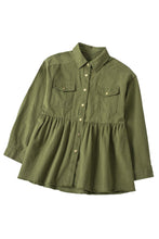 Load image into Gallery viewer, Green Snap Up Babydoll Shirt
