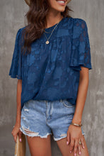 Load image into Gallery viewer, Floral Textured Ruffled Half Sleeve Babydoll Top