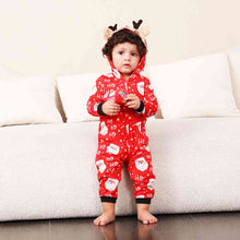 Load image into Gallery viewer, Santa Print Hooded Jumpsuit