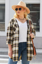 Load image into Gallery viewer, Plus Size Plaid Curved Hem Button Front Shirt