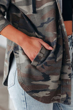 Load image into Gallery viewer, Green Camo Print Button Up Hooded Jacket