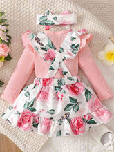 Load image into Gallery viewer, Round Neck Long Sleeve Top and Printed Dress Set