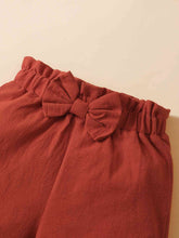 Load image into Gallery viewer, Girls Ribbed Notched Tank and Bow Detail Shorts Set