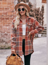 Load image into Gallery viewer, Plaid Dropped Shoulder Longline Shirt