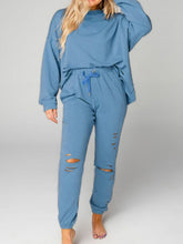 Load image into Gallery viewer, Distressed Sweatshirt and Joggers Set