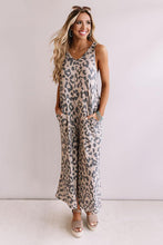 Load image into Gallery viewer, Leopard Print Pockets Wide Leg Sleeveless Jumpsuit