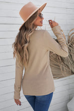 Load image into Gallery viewer, Crewneck Buttons Ribbed Knit Long Sleeve Top