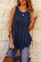 Load image into Gallery viewer, Lace Detail Buttons Back Sleeveless Top