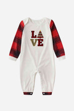 Load image into Gallery viewer, LOVE Graphic Plaid Sleeve Jumpsuit