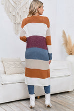 Load image into Gallery viewer, Long Color Block Open Front Pocketed Cardigan