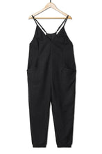 Load image into Gallery viewer, Textured Black Sleeveless V-Neck Pocketed Jumpsuit