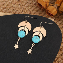 Load image into Gallery viewer, Star Crescent Turquoise Dangle Earrings