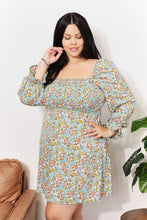 Load image into Gallery viewer, Double Take Floral Smocked Flounce Sleeve Square Neck Dress