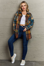 Load image into Gallery viewer, Double Take Plaid Curved Hem Shirt Jacket with Breast Pockets