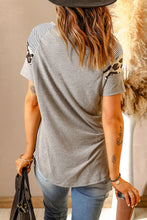 Load image into Gallery viewer, Easter Rabbit Graphic Striped Leopard Raglan Sleeve Tee