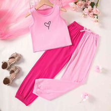 Load image into Gallery viewer, Girls Graphic Tank and Contrast Joggers Set