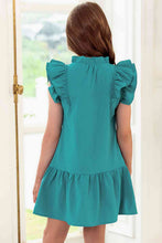 Load image into Gallery viewer, Tie Neck Flutter Sleeve Dress