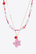 Load image into Gallery viewer, Flower and Heart Pendant Layered Necklace