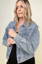 Load image into Gallery viewer, Rivet Studded Pocketed Denim Jacket