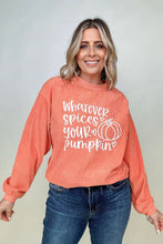 Load image into Gallery viewer, Whatever Spices Your Pumpkin Oversized Corduroy Graphic Sweatshirt