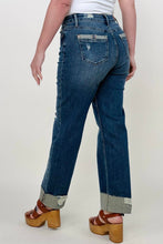 Load image into Gallery viewer, Judy Blue Mid-Rise Destroy & Single Cuff Dad Jean Straight Jeans