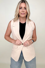 Load image into Gallery viewer, Single Button Lapel Vest Blazer With Pockets